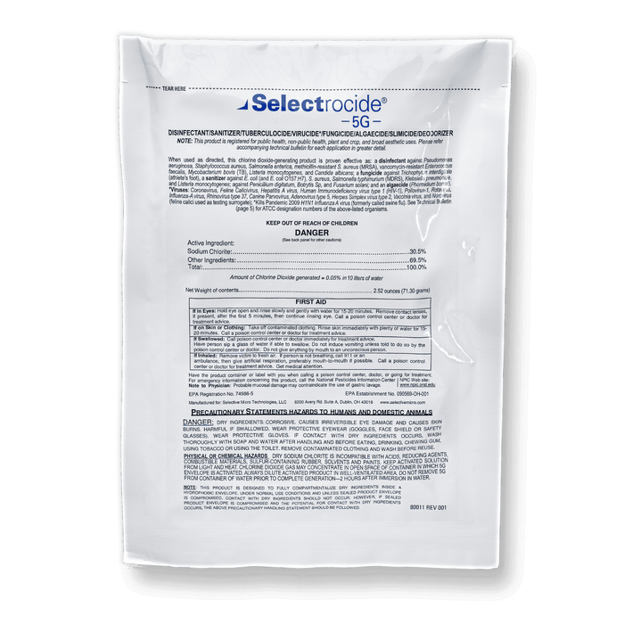 Selectrocide 5G Ultra-Pure chlorine dioxide packaging